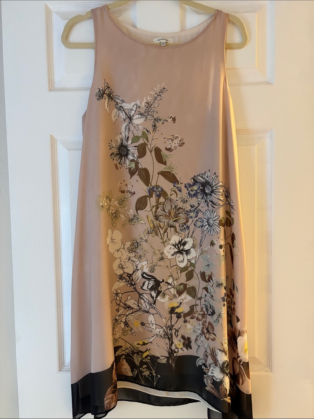 Max Studio Blush-Pink Floral Border Midi Dress
